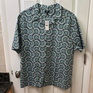 Express Men's Casual Shirt - Blue and White Pattern